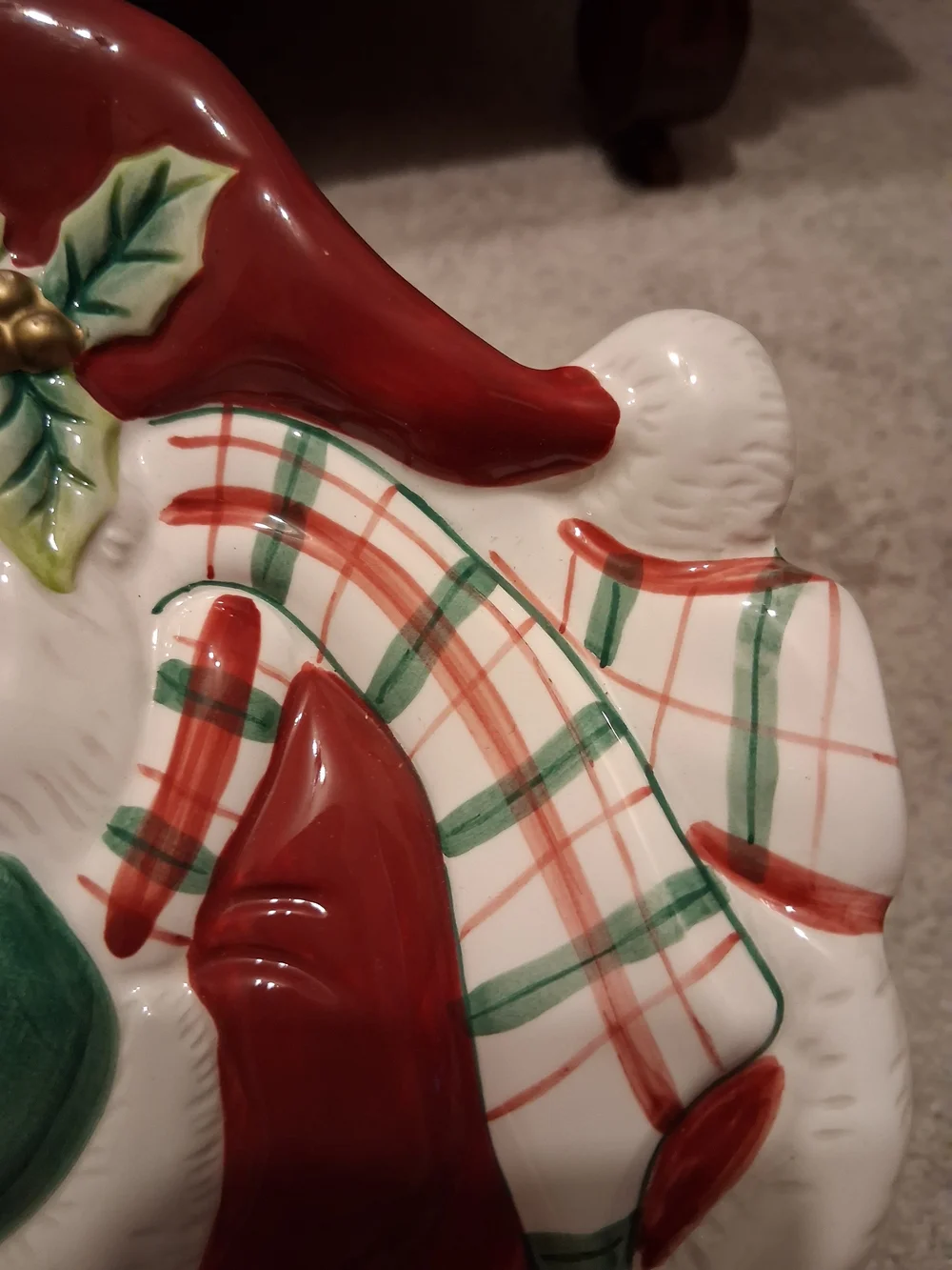 Fitz and Floyd Ceramic Santa Serving Plate - Red, Green & Cream